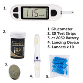Control D Blood Glucose Test Monitor + Strips - 25 Strips, White